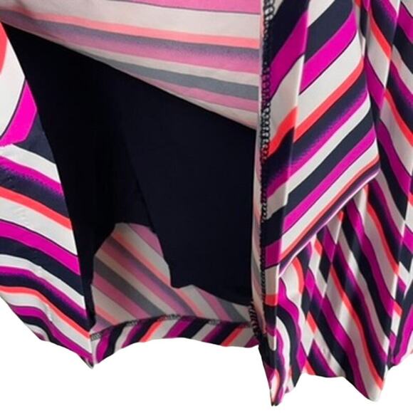 Tail Skort XL Fuchsia Orange Black Striped Side Pleat Skirt w/ Pockets - Picture 4 of 8